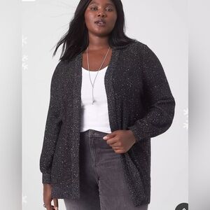 Lane Bryant Black Glitter Cardigan